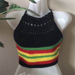 Crocheted Rasta crop top